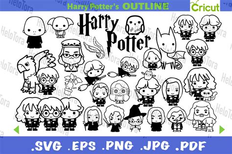 Harry Potter Cute Silhouette SVG Bundle Cricut Vector Cut | Etsy