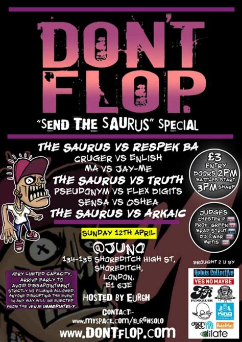 Send The Saurus Special Dont Flop Entertainment Battle Rap Event