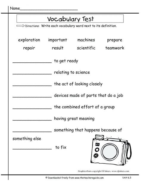 Grade English Vocabulary Worksheets