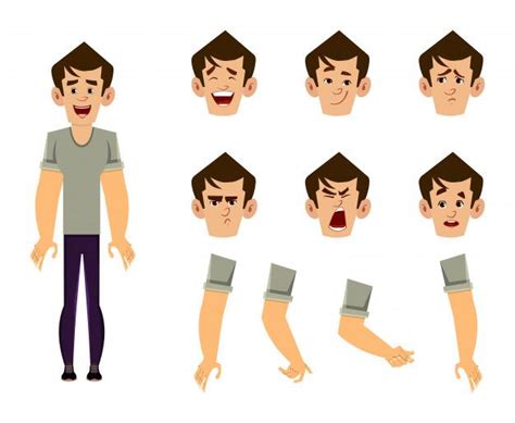 Casual Man Cartoon Character Set For Your Animation Design Or Motion