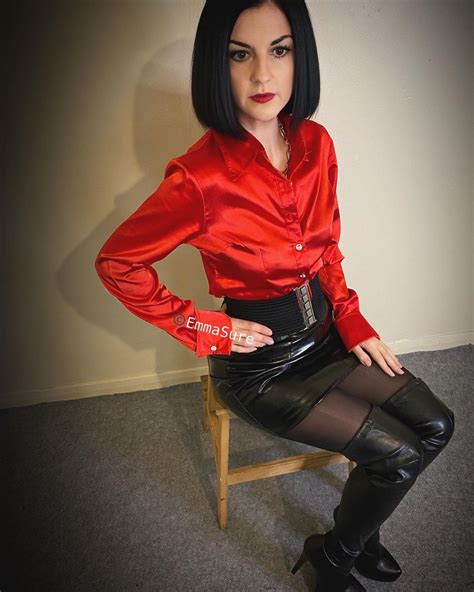 red leather jacket leather skirt satin blouses beautiful blouses rock mistress over the