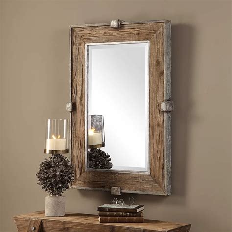 Gracie Oaks Weathered Wood Accent Mirror And Reviews Nailhead Wayfair