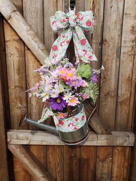 This video show you easy steps to correctly hang a wreath on. Spring Wildflower Wreath/Door Hang, Spring Watering Can ...