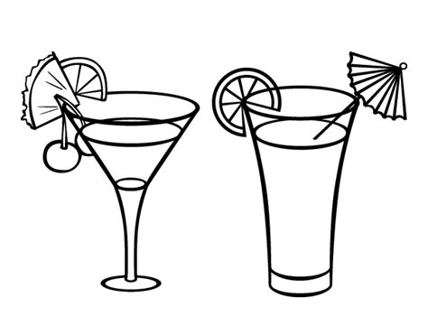 Two Cocktails Coloring Page Coloring Pages Food Coloring Pages Color