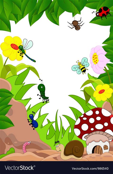 Collection Of Cartoon Insects In The Garden Vector Image