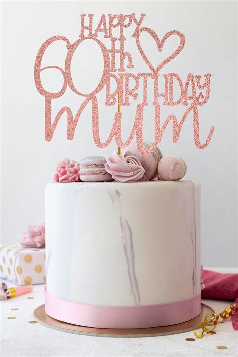Happy 60th Birthday Mum Glitter Cake Topper For 60th Birthday Etsy