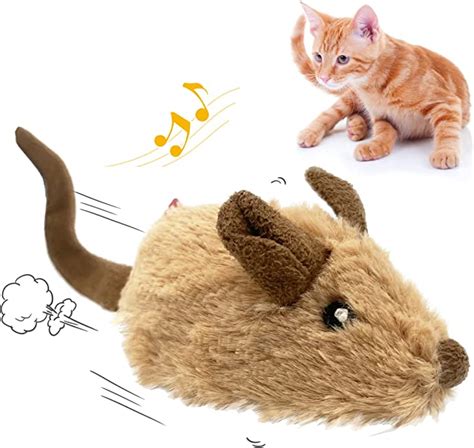 Gigwi Smart Moving Squeaky Mouse Brown Ear Interactive Cat Toy For