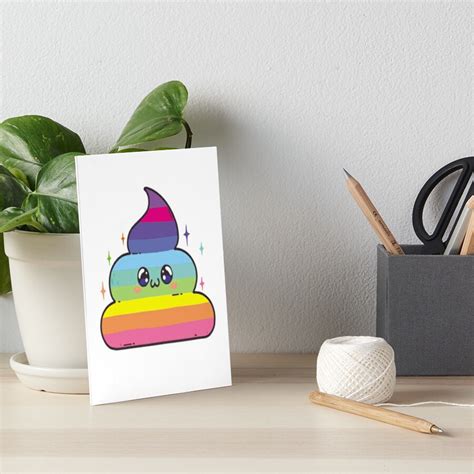 Rainbow Chibi Unicorn Poop Emoji Art Board Print For Sale By