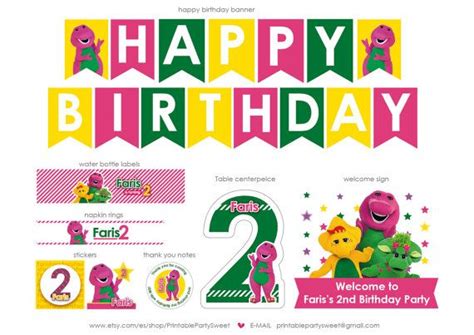 Barney Birthday Custom Kit Digital Download By Printablepartysweet