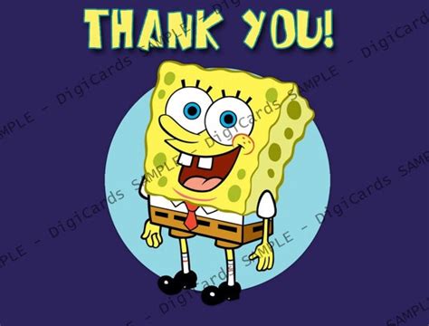 Sponge Bob Thank You Card By Digicards On Etsy 499 Spongebob