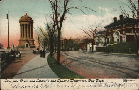 Riverside Drive And Soldiers And Sailors Monument New York Ny Postcard