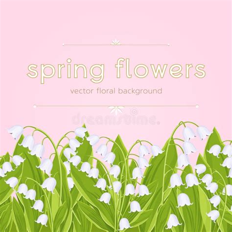 Floral Banner Card With Spring Flowers Lily Of The Valley Seamless