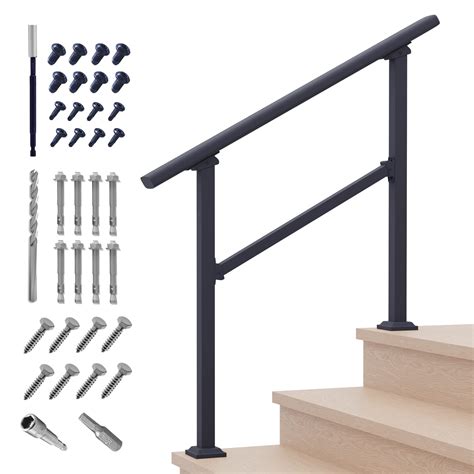 Buy 3 Steps Outdoor Hand Rails For Steps Black Wrought Iron Handrail