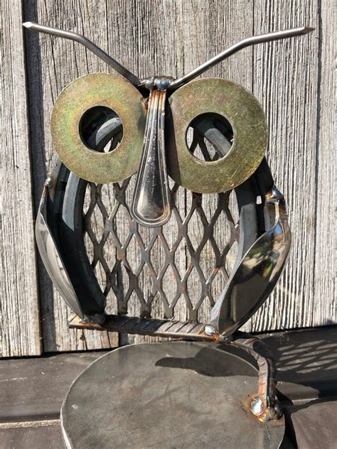 Owl Metal Art Metal Yard Art Welding Art Projects Scrap Metal Art