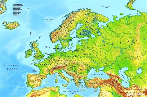 Mapa De Europa Físico 🥇 ImÁgenes Mapas Del Continente Europeo