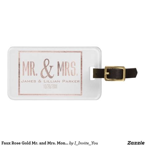 Faux Rose Gold Mr And Mrs Monogram Wedding Luggage Tag Zazzle