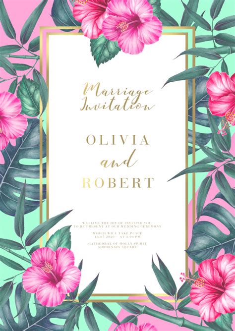 To make a cohesive impression, they need to be coordinated just like the rest of the big day. Premium PSD | Tropical wedding invitation card