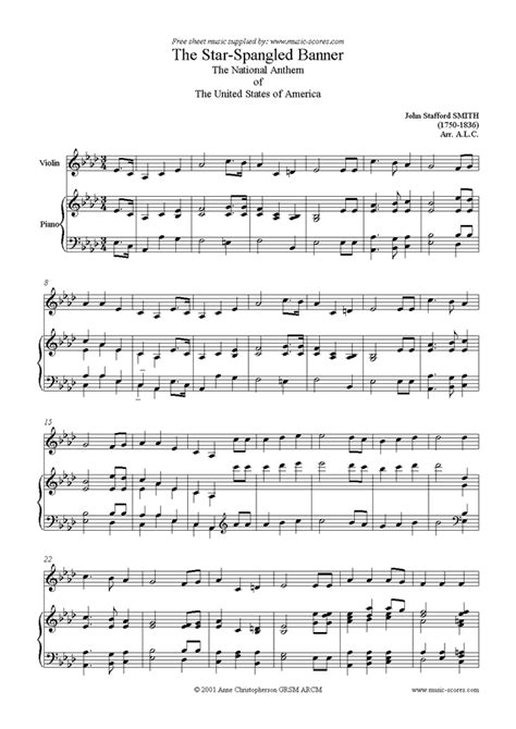 Smith The Star Spangled Banner Violin Classical Sheet Music
