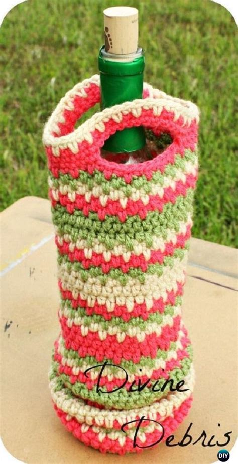 Crochet Wine Bottle Cozy Bag And Sack Free Patterns