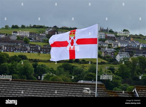 Ulster Loyalist Flag Flying In Loyalist Fountain Estate Under Derry