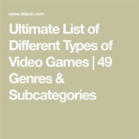 Ultimate List Of Different Types Of Video Games 49 Genres