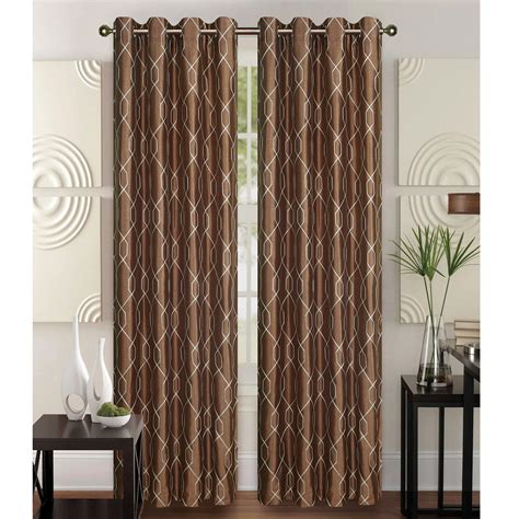 Corners are weighted to ensure an elegant drape. Faux Silk Geometric Embroidered Decorative Curtain Panel ...