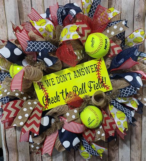 Customize softball name yard sign. Softball wreath for front door, Coach Gift, Softball ...