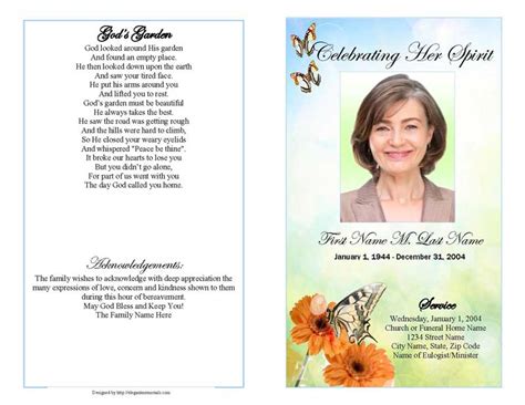8 writing other types of acknowledgment samples. Beautiful Butterfly Funeral Program Template - Elegant ...