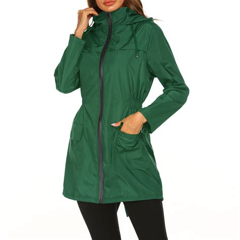 Deepwonder Women Waterproof Lightweight Rain Jacket Packable Active