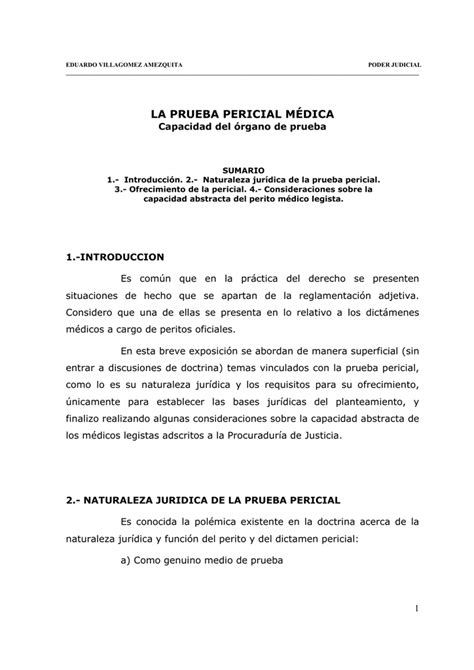 La Prueba Pericial Medica Eduardo Villagomez