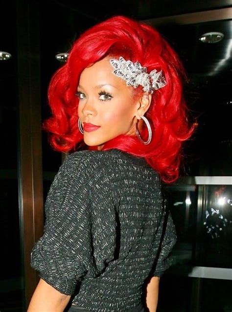 Rihanna Medium Red Hair Style With Layers Medium Red Hair Short Red