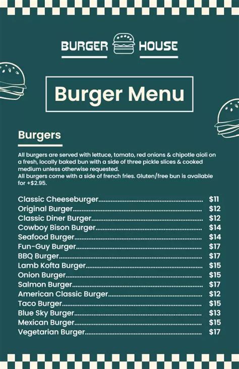 Free Burger Menu Templates Photoadking