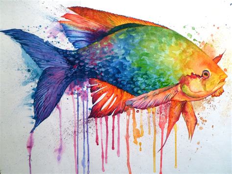 Colour Abstract Fish Painting Colorful Animal Paintings Colorful Art