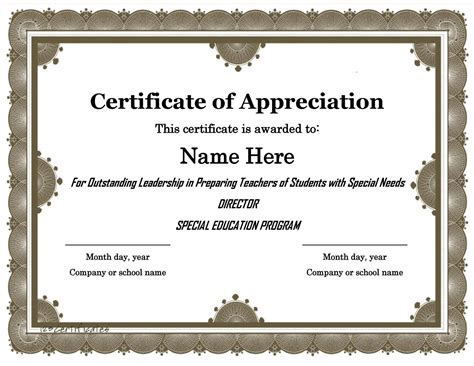 Certificate Of Appreciation Wording