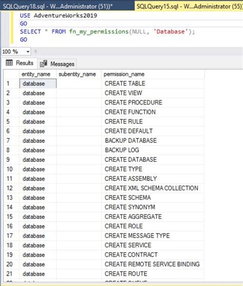 Sql Server Login And User Permissions With Fnmypermissions