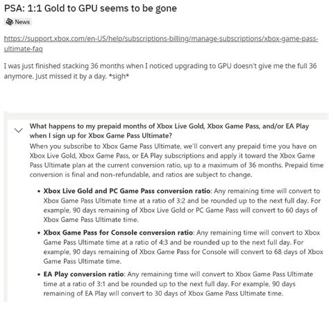 Xbox Live Gold To Game Pass Ultimate Gpu Conversion Ratio Downgraded