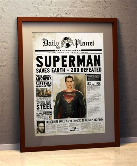 Superman The Daily Planet Inspired A3 Newspaper Poster Etsy Planets