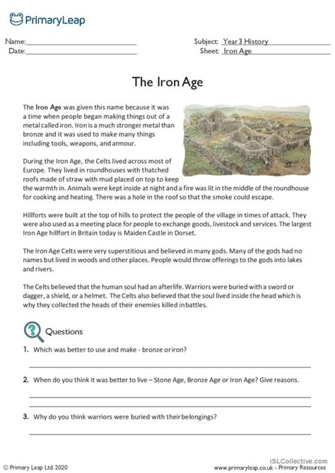 Test Present Simple Worksheet Reading Comprehension The Iron Age Sexiz Pix
