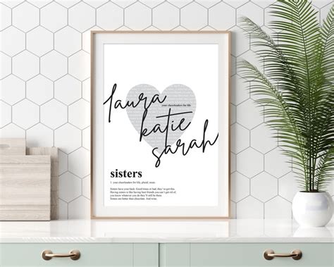 Sisters Name Print Sisters Print Personalised Sisters Print Etsy Uk