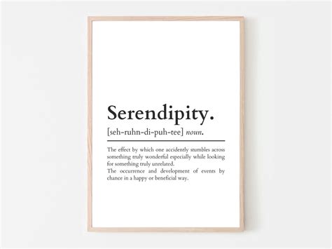 Serendipity Definition Print Positivity Quotes Meaning Prints Dictionary Style Definition Print