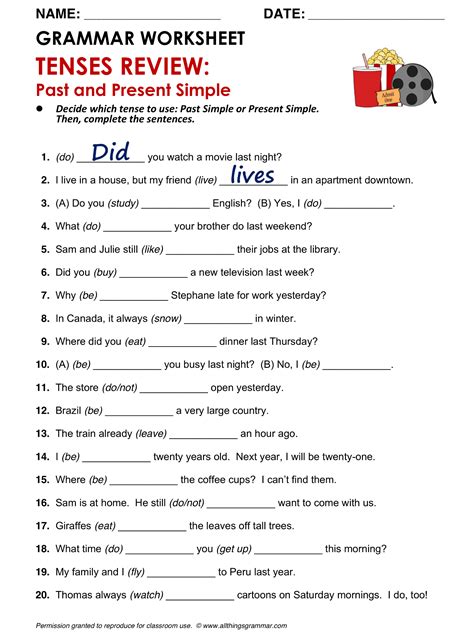 English Grammar Tenses Review Past Simple And Present Simple
