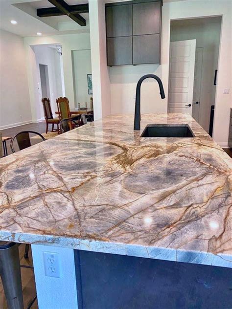 Blue Tempest Quartzite Granite Kitchen Island Granite Countertops