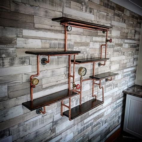 Retro Industrial Rustic Hardwood Shelves Steampunk Wall Art Etsy