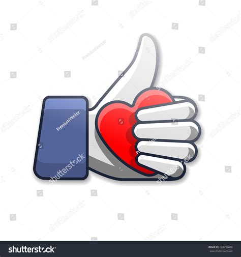 Likethumb Up Symbol Icon With Heart Stock Vector