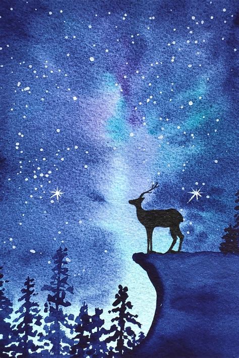 Original Watercolor Painting Of Reindeer Is Signed And Dated On Reverse