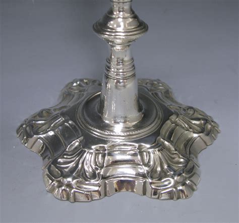 Pair Of Georgian Antique Silver Cast Candlesticks Made In 1757 60