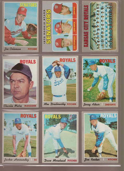 The topps baseball card set was released in 1970. 20th-Century Topps Baseball: 1970 Topps Kansas City Royals Team Set