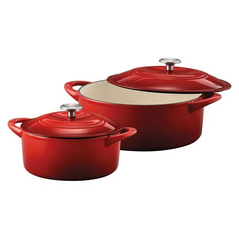 Tramontina Enameled Cast Iron Covered Dutch Oven Combo Piece Red Nortram Retail