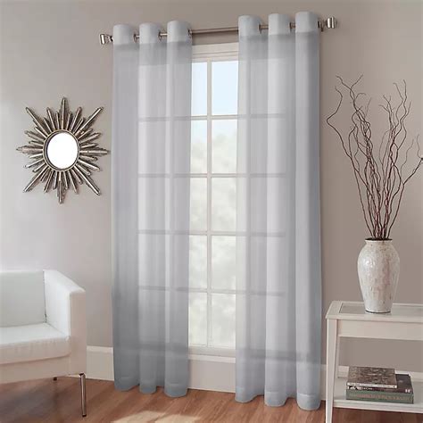 Crushed Voile Grommet Top Sheer Window Curtain Panel Single Bed