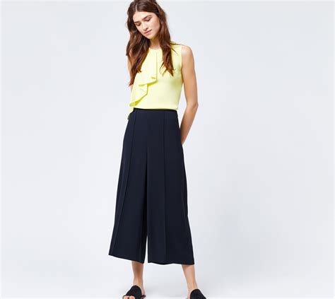 High Waisted Navy Culottes From Warehouse Womens Black Shorts Work Style Inspiration